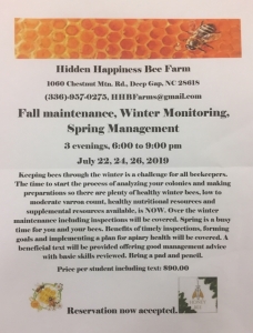 Beekeeping Class @ Hidden Happiness Bee Farm July 22, 24 and 26 - 3 hours/night